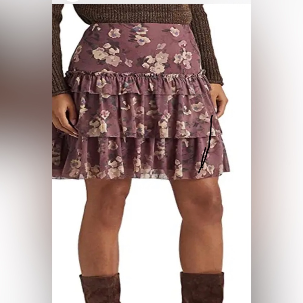Lauren Ralph Lauren Women’s Floral Crinkle Georgette MiniSkirt Purple Sz 16 NWT